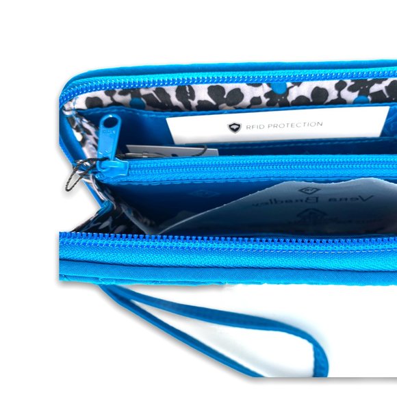Vera Bradley Bahama Bay RFID Wristlet – Blue Grab & Go Travel Wallet - Picture 6 of 7